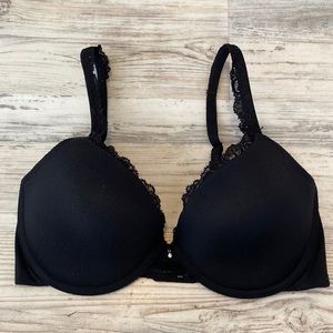 Soma Embraceable Push Up Lace Trim Underwire Bra Size 34D Black